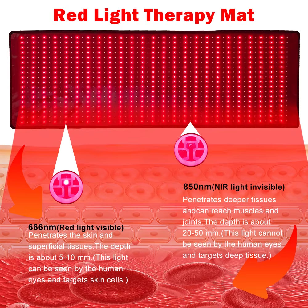 Most Popular Red Light Therapy Yoga Mat Pilates Mat with 660Nm 850Nm Infrared Light Therapy for Home and Gym Use Pain Relief