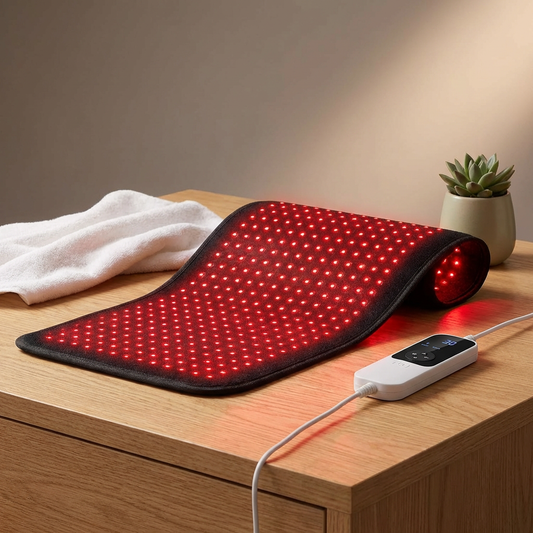Red Light Therapy Mat for Body, 360 Leds 31.5"X11.8" near Infrared Light Therapy Pad, 660Nm & 850Nm Light Blanket for Back Shoulder Waist Muscle Pain Relief with Smart Temp & Timer, 60W — Studio Shot